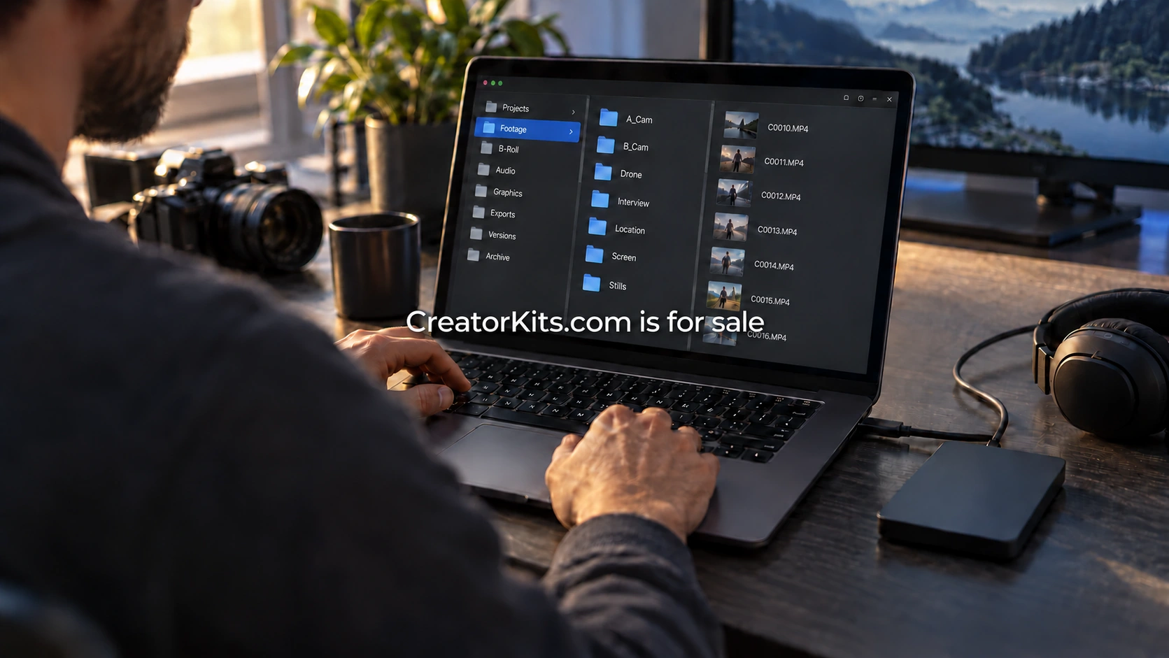 An editor organizing creator kit files on a computer